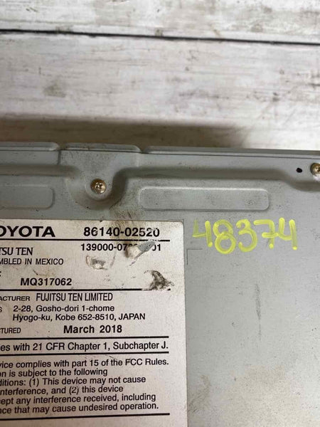 17 19 TOYOTA COROLLA PANTALLA DE RADIO Y CONJUNTO DE RECEPTOR OEM 8614002520