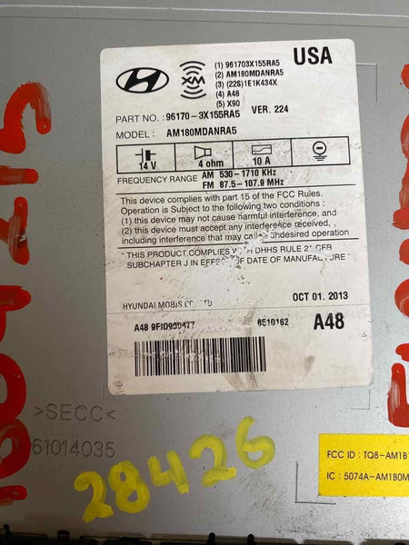 HYUNDAI ELANTRA SEDÁN 2013 1.8L US CONJUNTO DE RECEPTOR DE RADIO OEM 961703X155