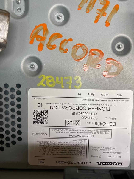 Receptor de radio AM/FM para Honda Accord 2014-2015, sedán, conjunto híbrido, OEM 39100T3ZA21