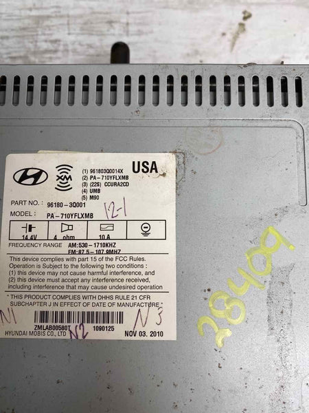 11 HYUNDAI SONATA US MARKET NO HYBRID RADIO DISPLAY SCREEN & RECEIVER 961803Q001