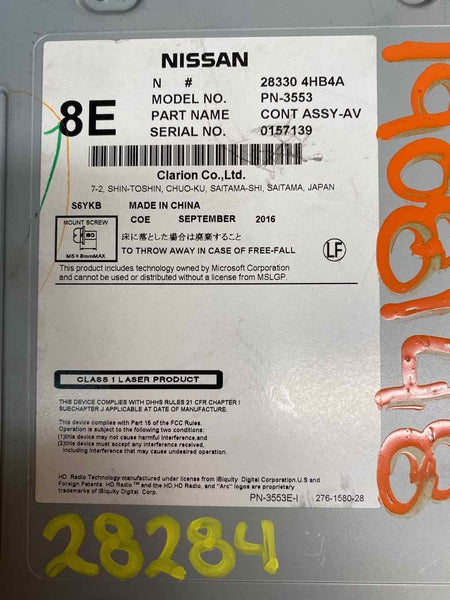 Receptor de radio Infiniti Q60 2017-2019 AM FM CD ASSY OEM 283304HB4A
