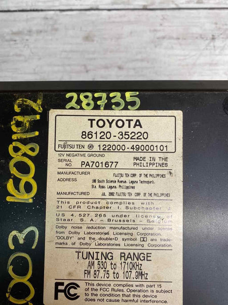 Conjunto de receptor de radio de 8 cilindros para Toyota 4Runner 2003-2005 OEM 8612035220