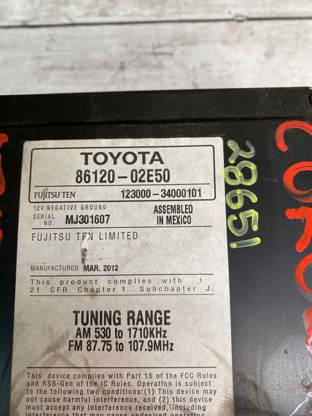 Receptor de radio AM/FM para Toyota Corolla 2011/13, ID 11857 ​​en la carátula del radio, OEM 8612002E50
