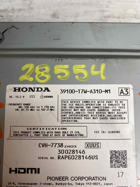 PANTALLA Y RECEPTOR DE RADIO AM FM PARA HONDA HRV 2018 CONJUNTO EXCLUSIVO OEM 39100T7WA31