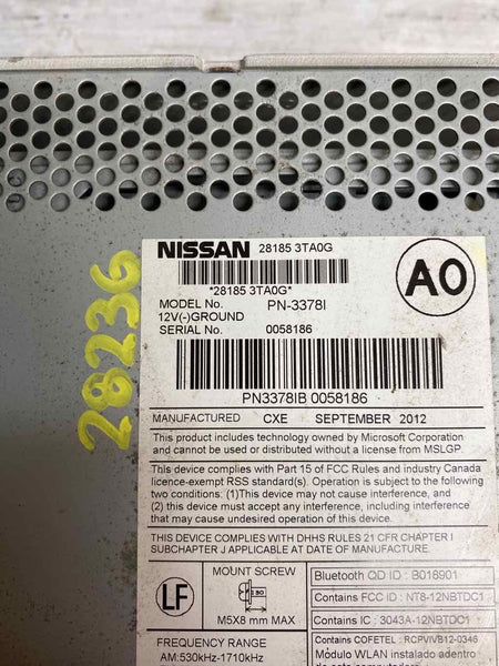 13 15 NISSAN ALTIMA RADIO RECEIVER AM FM CD ASSY OEM 281853TA0G