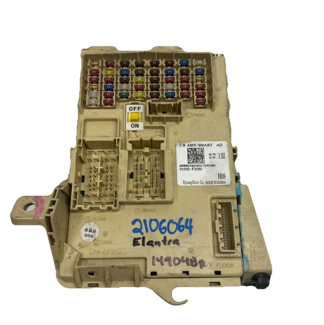 2018 HYUNDAI ELANTRA JUNCTION BOX CABIN FUSE RELAY BLOCK ASSY OEM 91950F2080