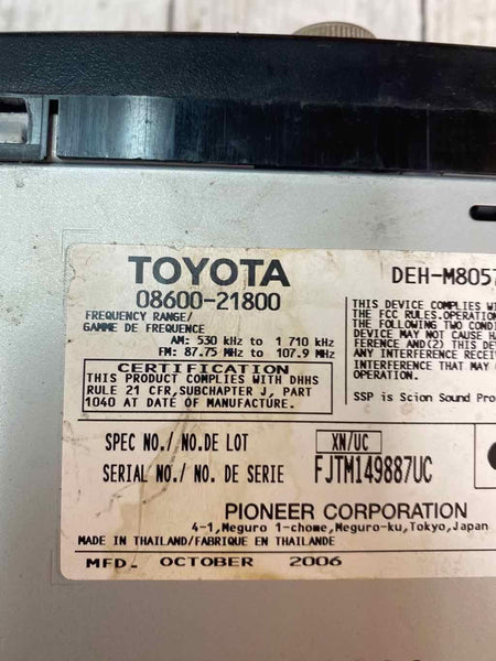 2007 SCION TC RADIO PANTALLA Y RECEPTOR CONJUNTO OEM 0860021800 T1807 EN LA CARA RDO