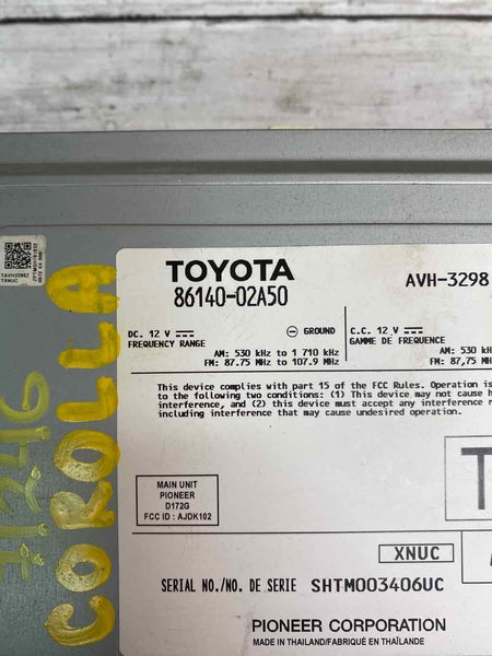2020 TOYOTA COROLLA SEDAN DISPLAY & RECEIVER RADIO ASSY OEM 8614002A50