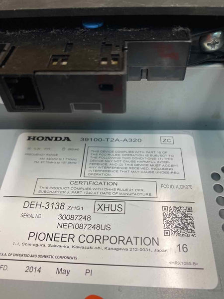 Receptor de radio AM/FM para Honda Accord 2013-2015, sedán, conjunto de radio, OEM 39100T2AA32