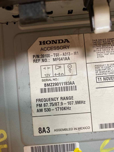 2012 HONDA CIVIC COUPE LX PANEL DE INSTRUMENTOS Y RECEPTOR DE RADIO OEM 39100TS8A31