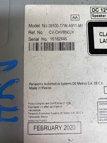 Honda HRV rádio am fm 2019 2020 lx tela de exibição e receptor OEM 39100T7WA91