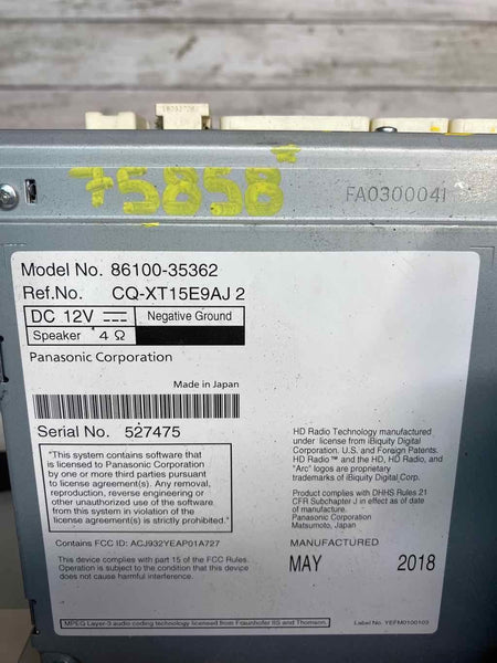 Toyota 4runner rádio am fm 16 18 receptor e display assy OEM 8610035362 510140