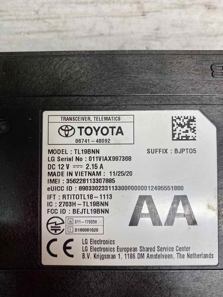 2021 TOYOTA COROLLA TRANSCEIVER TELEMATICS CONTROL MODULE OEM 867414892