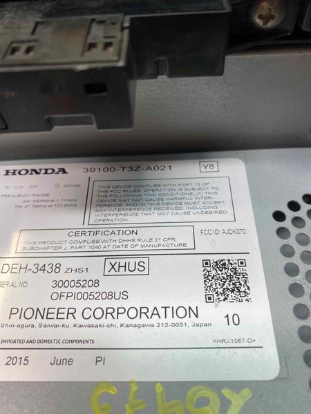 Receptor de radio AM/FM para Honda Accord 2014-2015, sedán, conjunto híbrido, OEM 39100T3ZA21