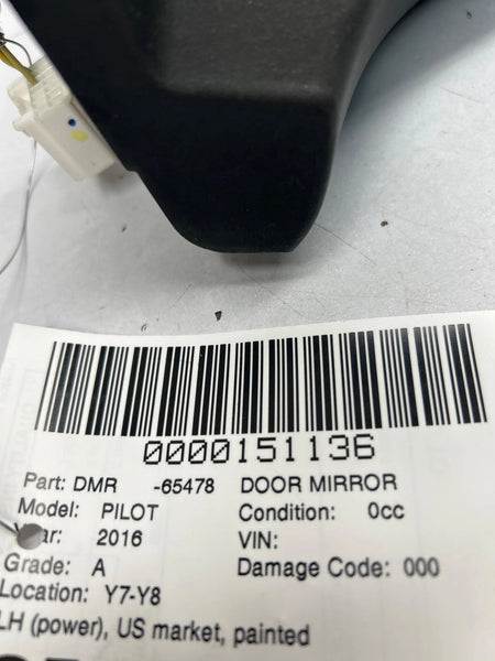 2016 HONDA PILOT DOOR MIRROR LEFT SIDE US MARKET FWD 76250TG8A01ZD NH-603P WHITE