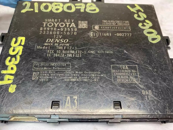 LEXUS IS300 2020 LLAVE INTELIGENTE MÓDULO DE CONTROL DE LLAVE INTELIGENTE CONJUNTO OEM 8999053550