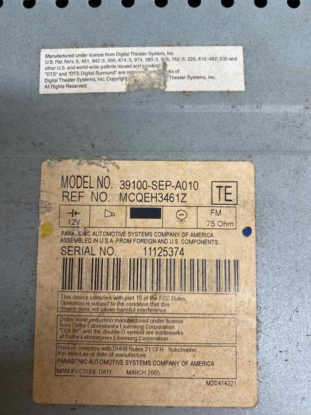 Acura TL radio am fm 2004 2006 radio receiver us market assy OEM 39100SEPA01