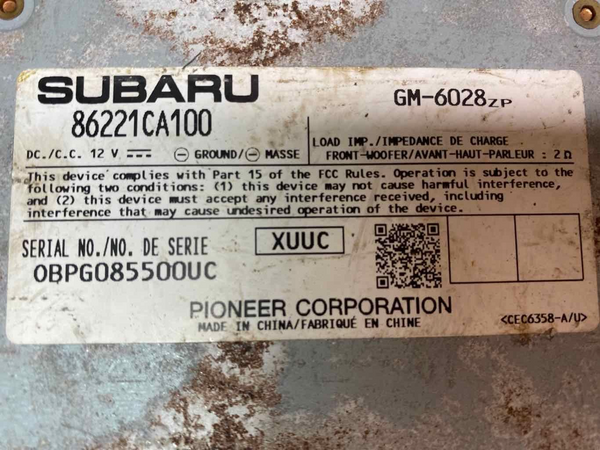 Subaru BRZ radio am fm 2015 amplifier 86221CA100 rust the case no flood damage