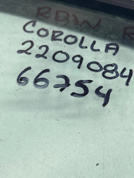 2020 2021 2022 2023 2024 2025 TOYOTA COROLLA REAR DOOR WINDOW LEFT SIDE SEDAN