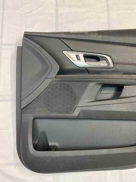 14 17 GMC TERRAIN FRONT RIGHT DOOR TRIM PANEL BLACK RED STICHES 23169832