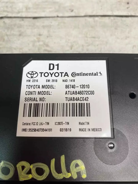 Toyota Corolla telematics control module 2020 to 2022 OEM assy 8674012010