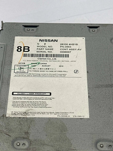 2015 TO 2019 INFINITI Q50 RADIO AM FM CD PLAYER & RECEIVER UNIT ASSY OEM 283304HB1B