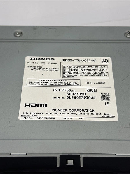 2016 HONDA HRV RADIO AM FM DISPLAY SCREEN EX US MARKET ASSEMBLY OEM 39100T7WA01