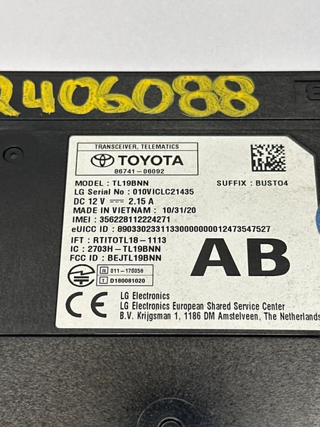 2020 TO 2022 TOYOTA RAV-4 TELEMATICS CONTROL MODULE UNIT ASSEMBLY OEM 8674106092