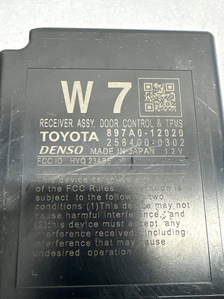 2020 TO 22 TOYOTA COROLLA TIRE PRESSURE MONITOR TPMS DOOR CONTROL OEM 897A012020