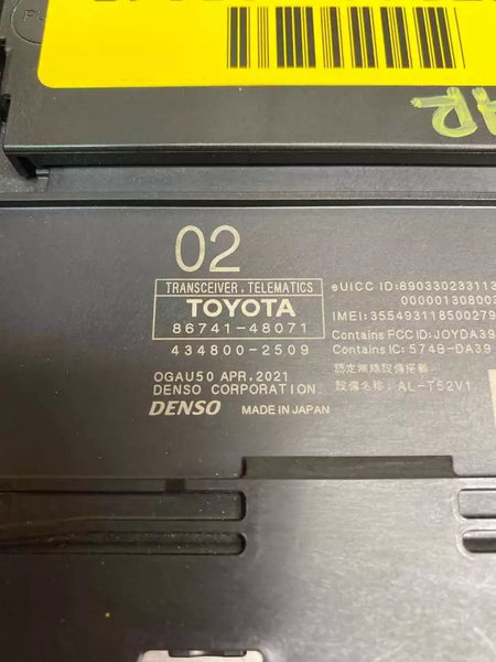 Toyota CHR telematics control module 2018 to 2022 communication unit 8674148071