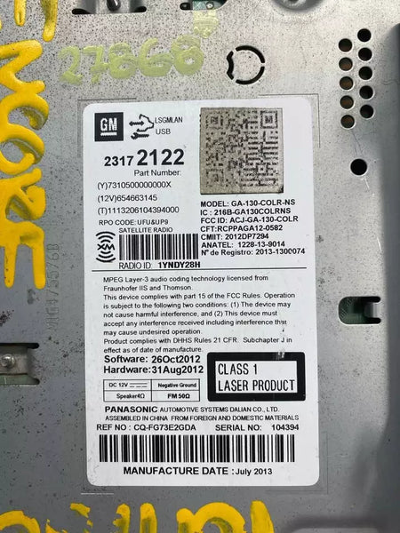 Radio Buick Encore 2013-2014 con receptor AM/FM, MP3, USB y OEM 23172122