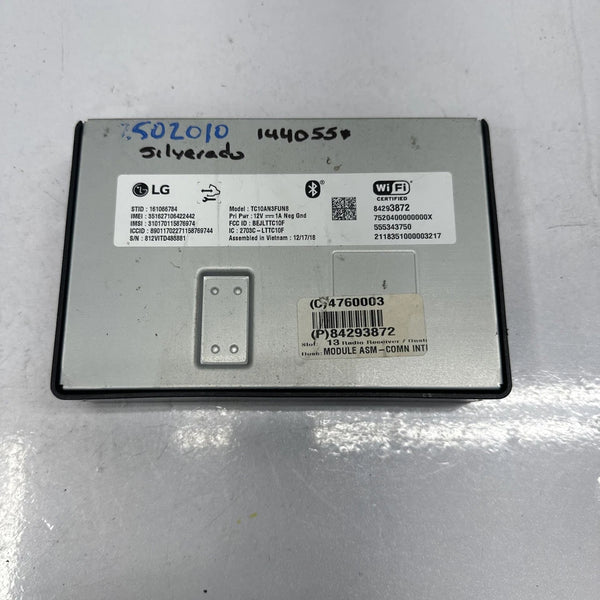 2018 2019 CHEVY SILVERADO 1500 PICKUP TELEMATICS CONTROL UNIT ASSY OEM 84293872
