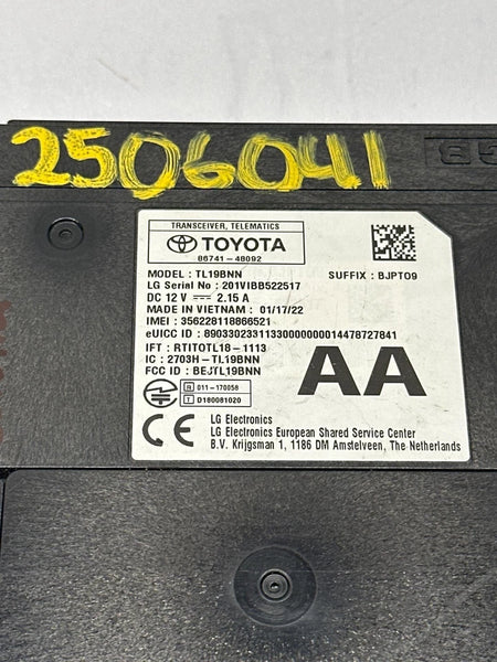2021 TO 2023 TOYOTA COROLLA TELEMATICS CONTROL MODULE UNIT ASSY OEM 8674148092