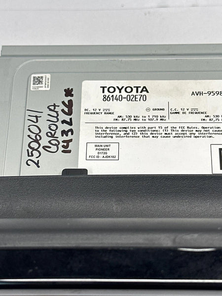 2021 TOYOTA COROLLA RADIO AM FM DISPLAY & RECEIVER ASSEMBLY OEM 8614002E70 SEDAN