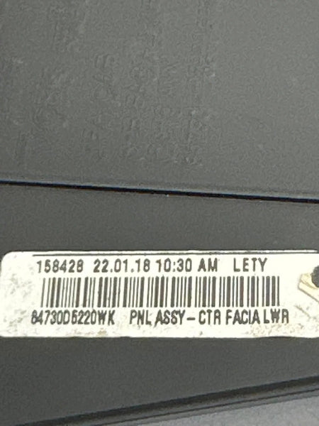 2016 TO 2020 KIA OPTIMA CLIMATE CONTROL COVER TRIM PANEL ONLY OEM 84730D5220WK