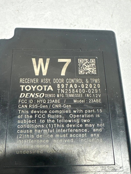 2020 TOYOTA COROLLA TPMS & DOOR CONTROL MODULE UNIT ASSEMBLY OEM 897A002020