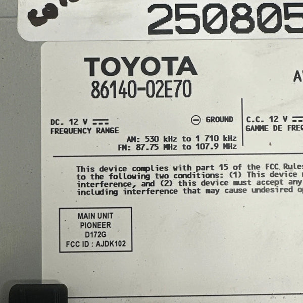 2021 TOYOTA COROLLA RADIO AM FM DISPLAY SCREEN RECEIVER OEM 8614002E70 SEDAN