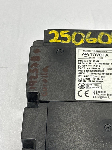 2021 TO 2023 TOYOTA COROLLA TELEMATICS CONTROL MODULE UNIT ASSY OEM 8674148092