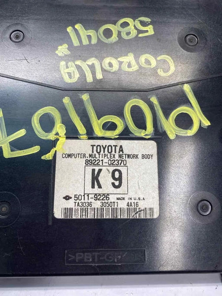 2014 2016 TOYOTA COROLLA BODY CONTROL MULTINETWORK CONTROL MPX UNIT OEM 8922102370