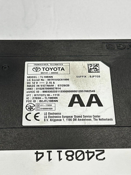 2021 TO 2023 TOYOTA COROLLA TELEMATICS CONTROL MODULE UNIT OEM 8674148092 ASSY