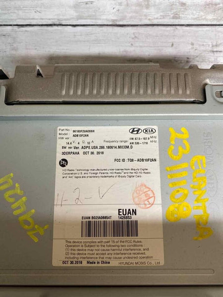 RADIO AM FM ELANTRA 20 HYUNDAI RECEIVER & DISPLAY SEDAN US MARKET 96160F2UA0SSH