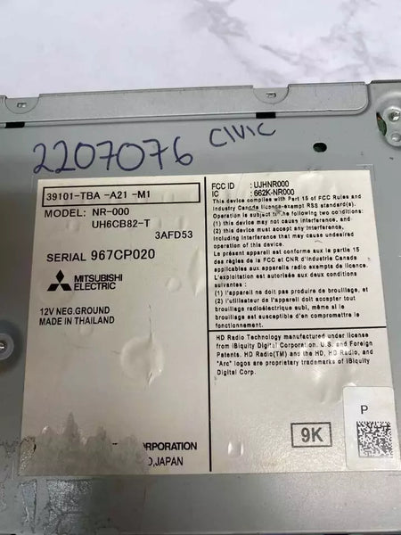 Receptor de radio AM/FM para Honda Civic 2016, sedán, mercado estadounidense, OEM 39101TBAA21