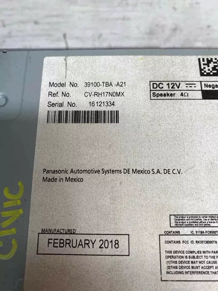 Honda Civic radio am fm 2018 receiver OEM sedan lx us market 39100TBAA21