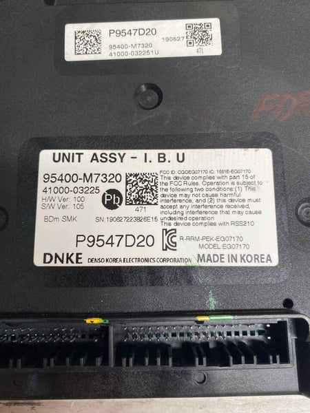 KIA FORTE 2019 2020 2021 SEDAN BODY CONTROL MODULE BCM ASSY OEM 95400M7320