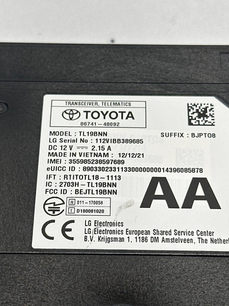 2021 TO 2023 TOYOTA COROLLA TELEMATICS CONTROL COMMUNICATION MODULE UNIT OEM 8674148092