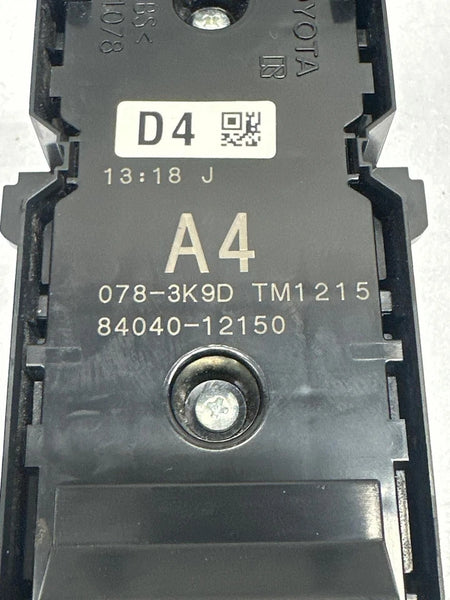 2020 TO 2022 TOYOTA COROLLA MASTER SWITCH FRONT DRIVER SIDE DOOR SEDAN OEM 8404012150