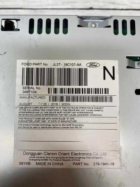 Ford F150 radio am fm equipment receiver from 2017 to 2018 assy OEM JL3T19C107AA