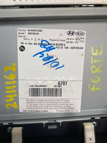 RECEPTOR DE RADIO AM FM CON PANTALLA KIA FORTE 19 20 21 SED US OEM 96160M7070WK VER FOTOS
