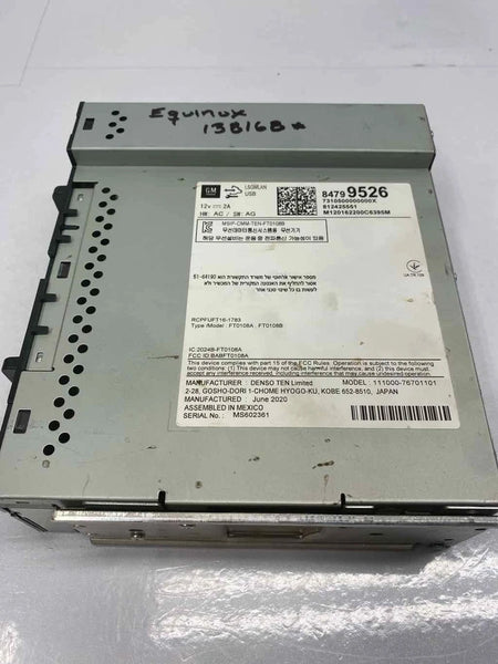 2020 TO 2022 CHEVROLET EQUINOX RADIO AM FM RECEIVER MODULE ASSY OEM 84799526