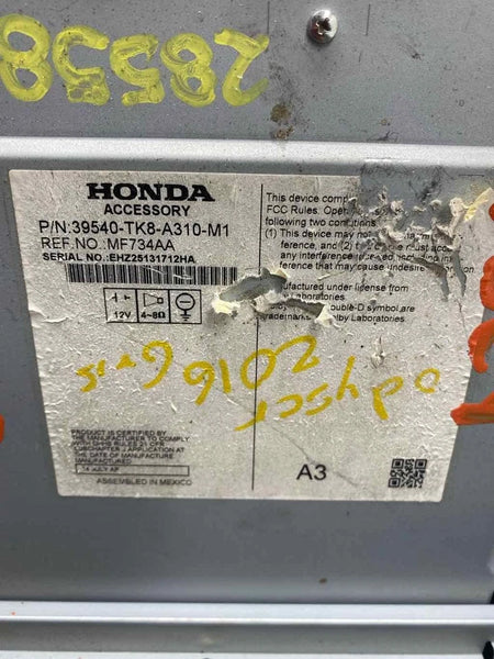 2014 TO 2017 HONDA ODYSSEY RADIO AM FM DISPLAY RECEIVER US MARKET VIN 6 OEM 39540TK8A31
